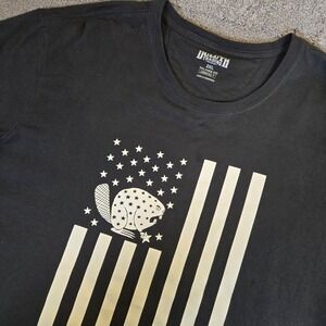 Duluth Trading Men's 2XL Longtail T-Shirt American Flag Beaver Logo Graphic SS